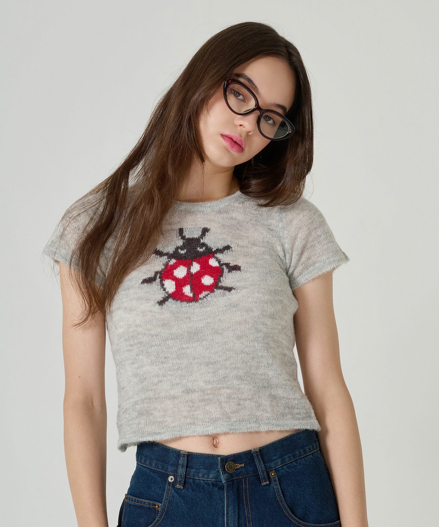 チビT/ニット/テントウムシ/グレー