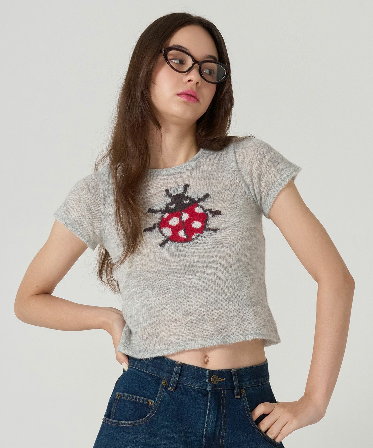 チビT/ニット/テントウムシ/グレー