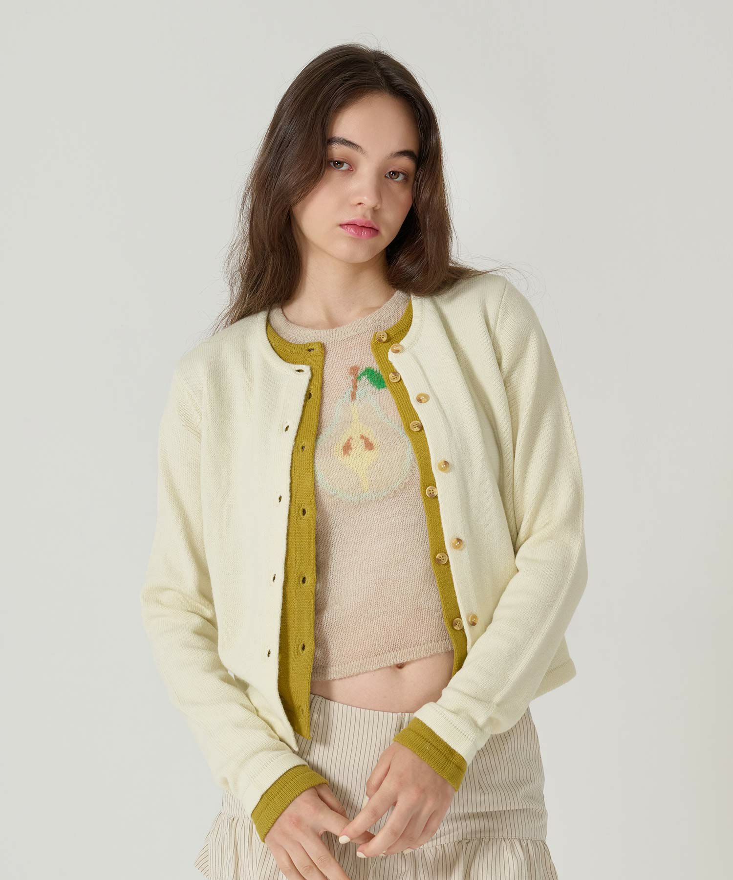 チビT/ニット/ナシ/ベージュ