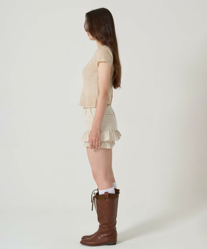 チビT/ニット/ナシ/ベージュ