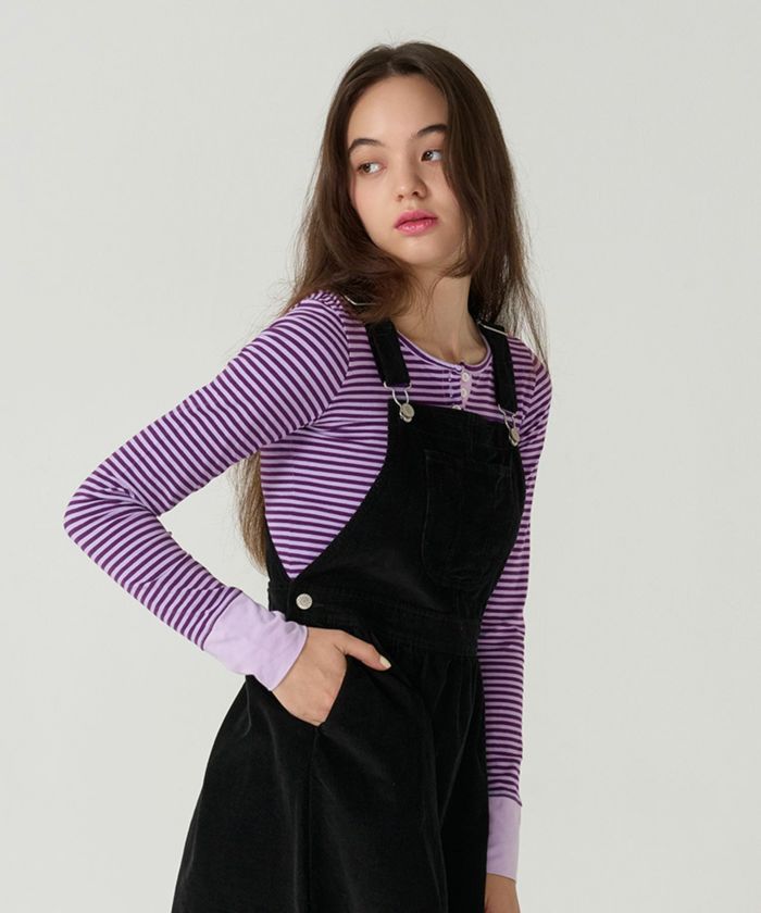  ボーダー/ ヘンリーネック/ロンT/パープル