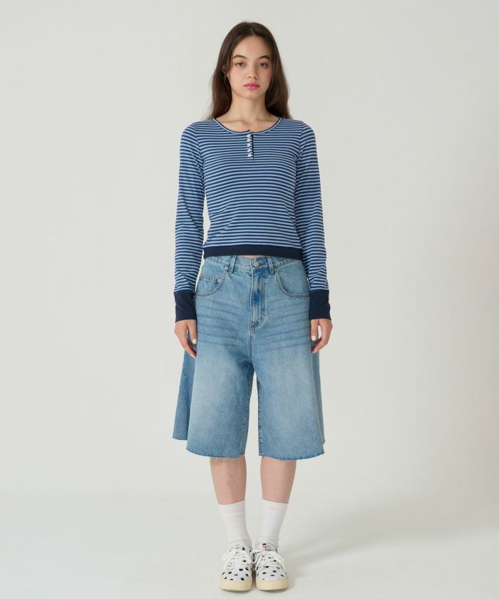 ボーダー ヘンリーネック カットソー TINA：JOJUN 全3色｜tnj531-1103