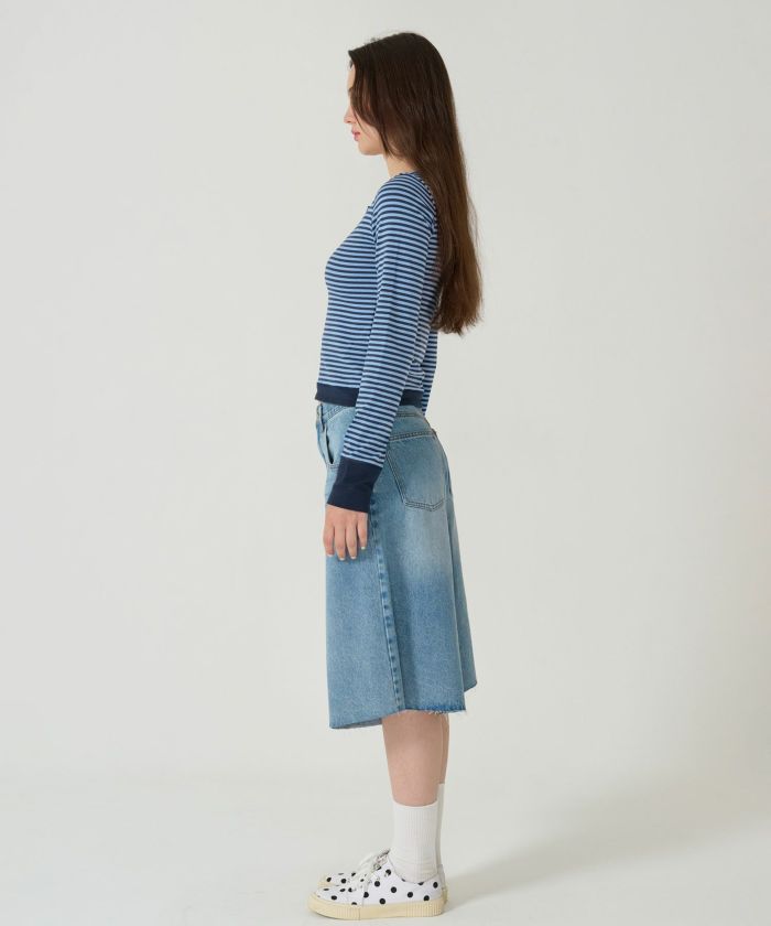  ボーダー/ ヘンリーネック/ロンT/ネイビー