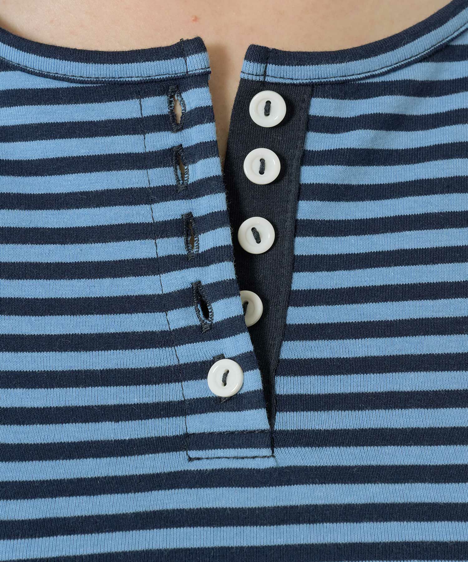 ボーダー/ ヘンリーネック/ロンT/ネイビー/ピンク/パープル