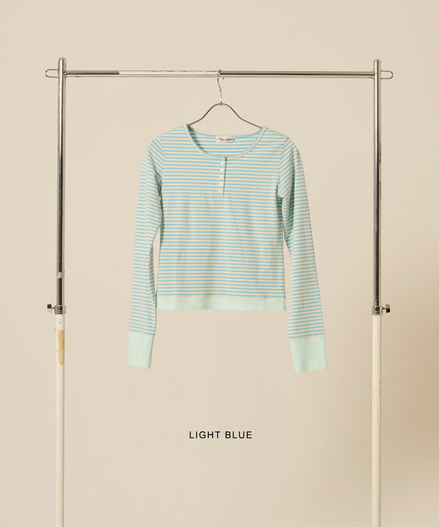 ボーダー/ ヘンリーネック/ロンT/ネイビー/ピンク/パープル