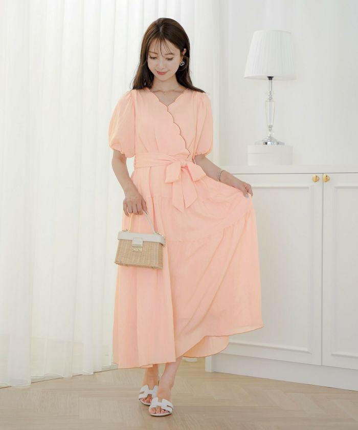【美品】 ランバンコレクション シャツワンピース リボンベルト フレア ピンク 美品】 ランバンコレクション シャツワンピース リボンベルト