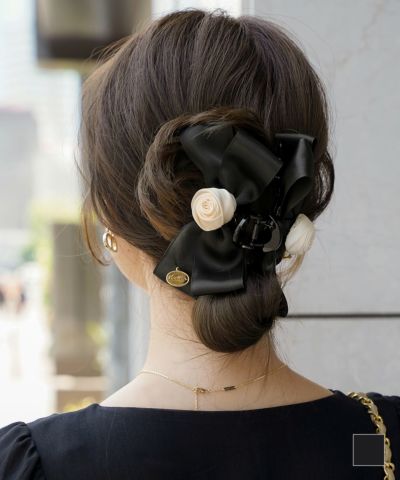グランドセール バンス リボン 薔薇モチーフ クリップ 全1色 vaniller reve le ヘアアレンジ
