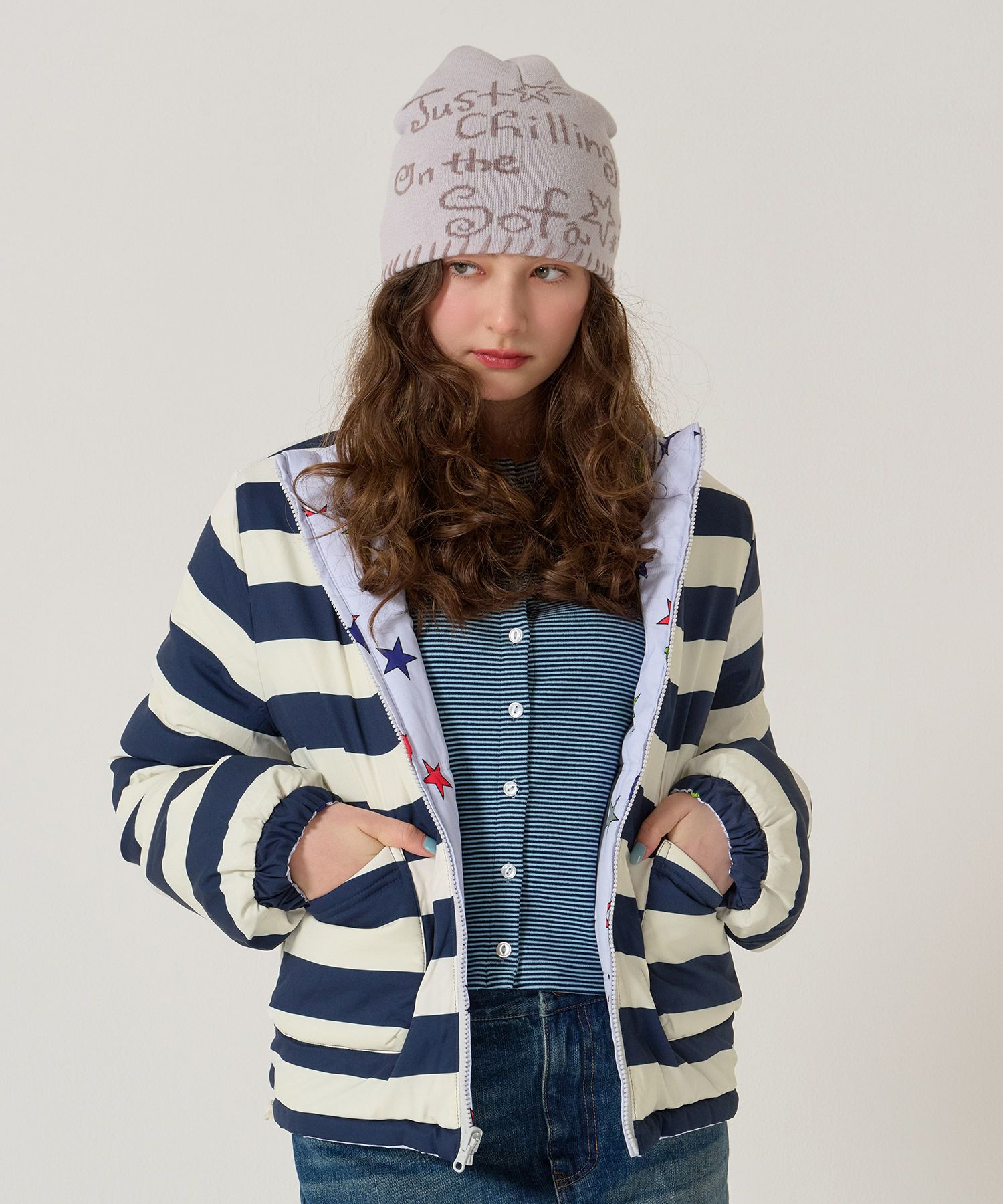 ジップ/アウター/星/スター/ボーダー/リバーシブル