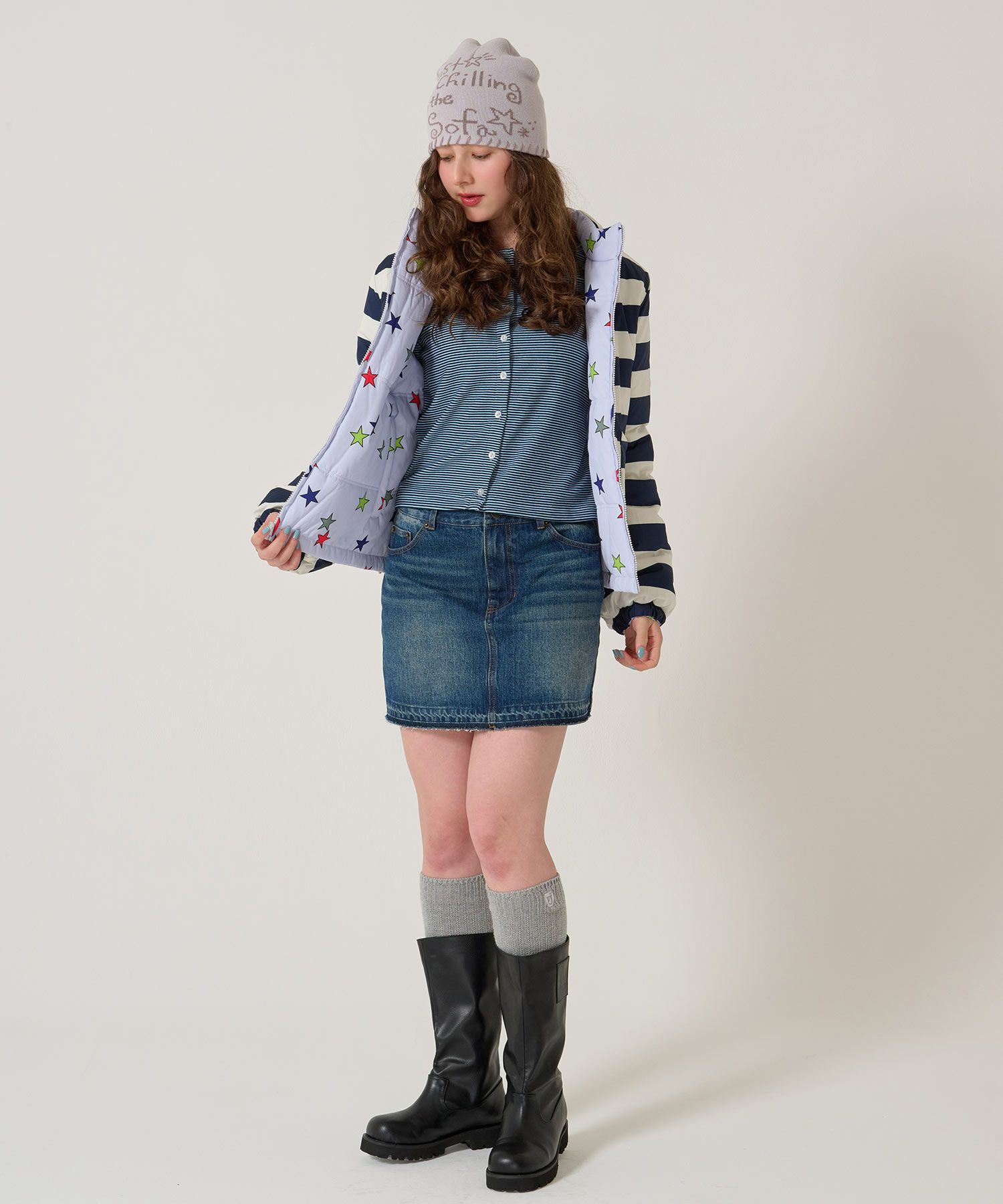 ジップ/アウター/星/スター/ボーダー/リバーシブル