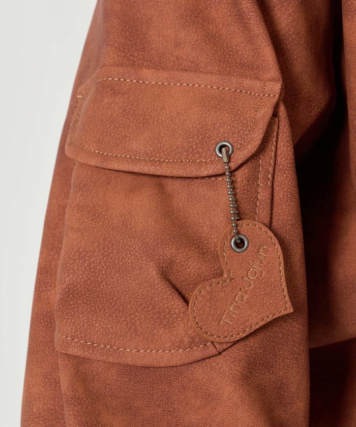 リブ ドッキング フェイクレザーブルゾン TINA：JOJUN 全3色｜tnj141