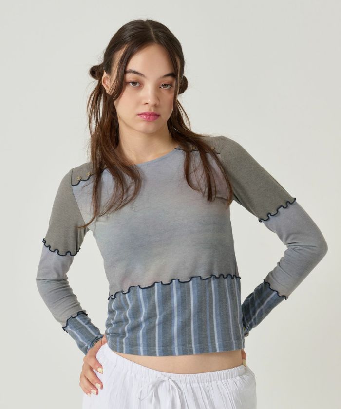 Tina：jojun レイヤード風 ニットソー レイヤード風 ニットソー TINA：JOJUN（Tシャツ/カットソー