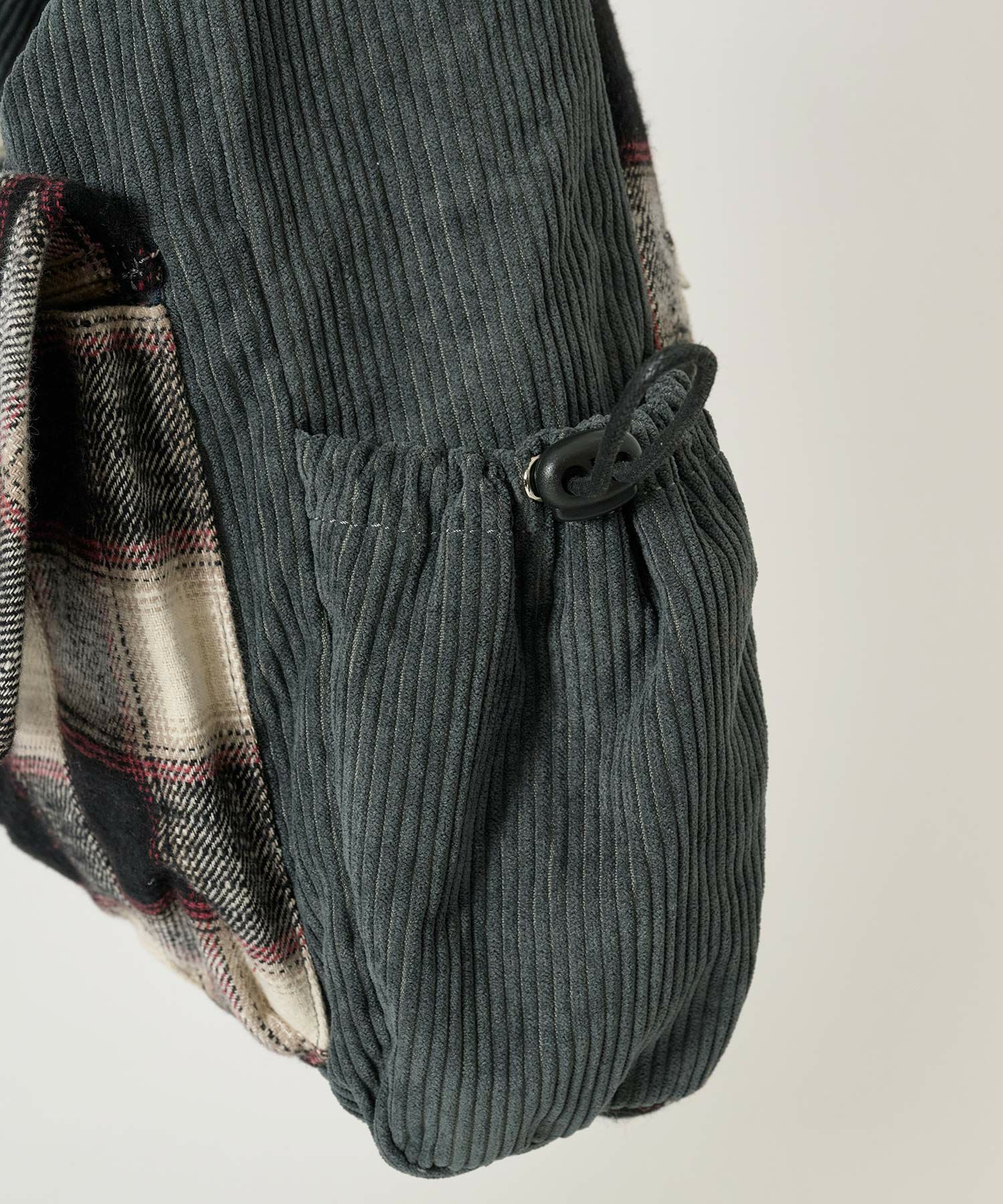 コーデュロイ/ショルダー/バッグ/グレー