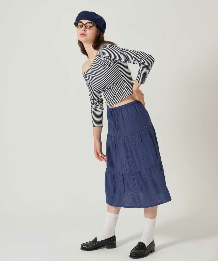 刺繍/ベレー帽/帽子/ネイビー