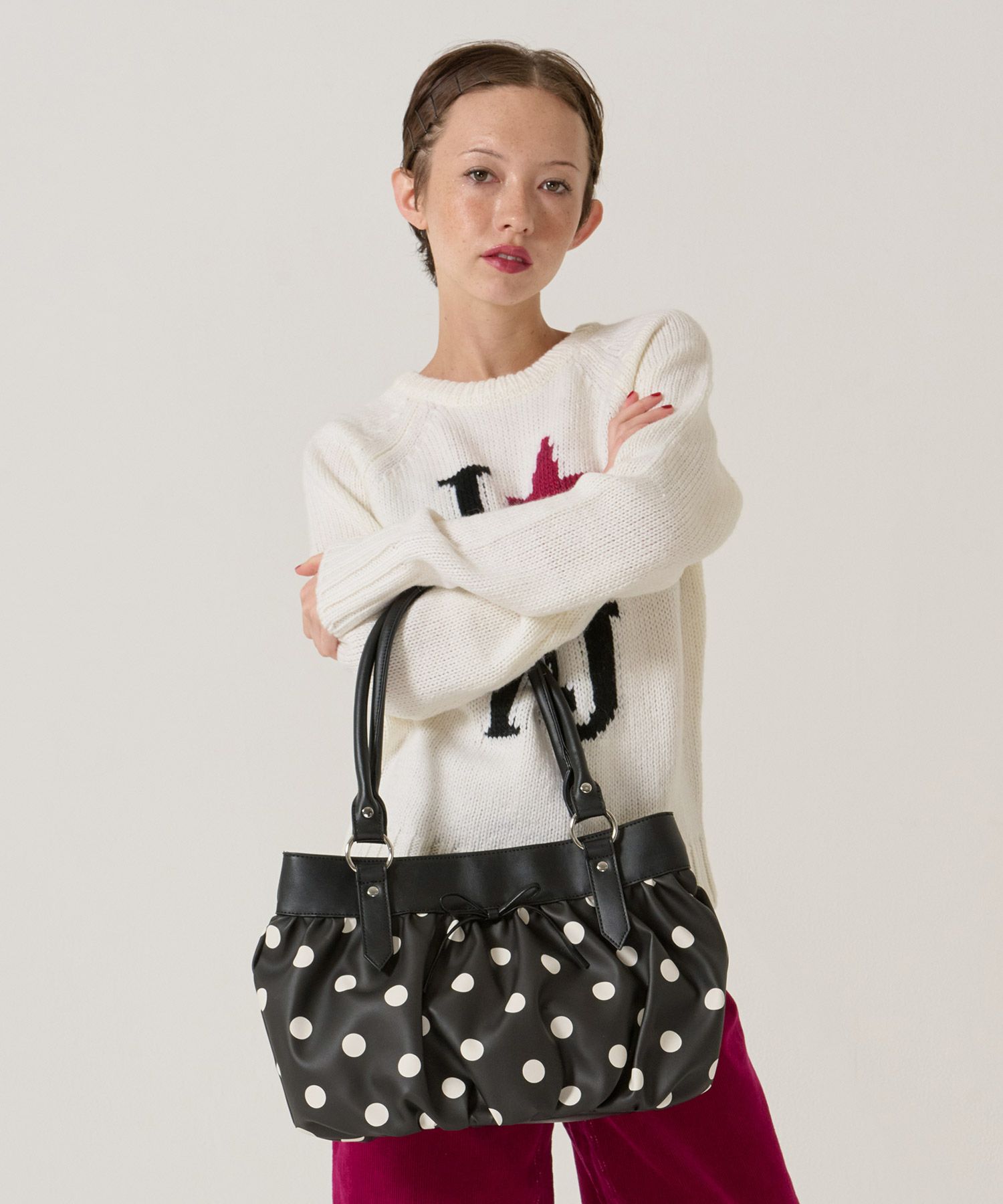 ドット柄 ギャザー バッグ TINA：JOJUN 全2色｜tnj942-1100【4