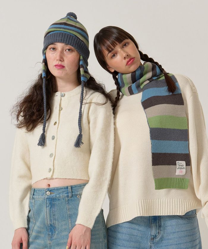 2025Limited Edition ボーダー マフラー TINA：JOJUN 全3色｜tnj946