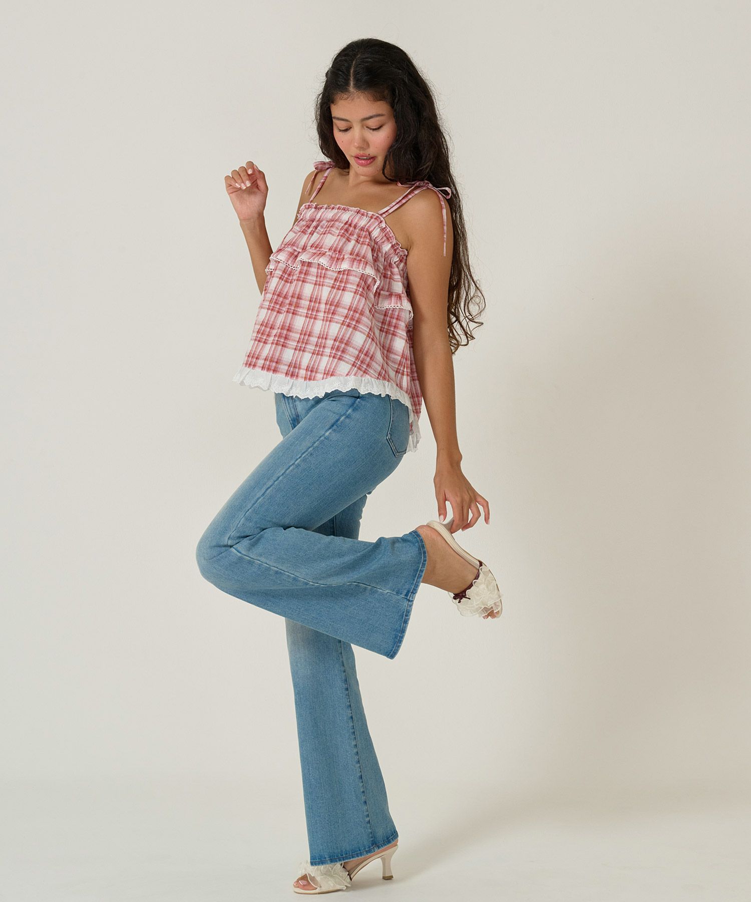 トップス/チュニック/キャミソール/チェック/レッ