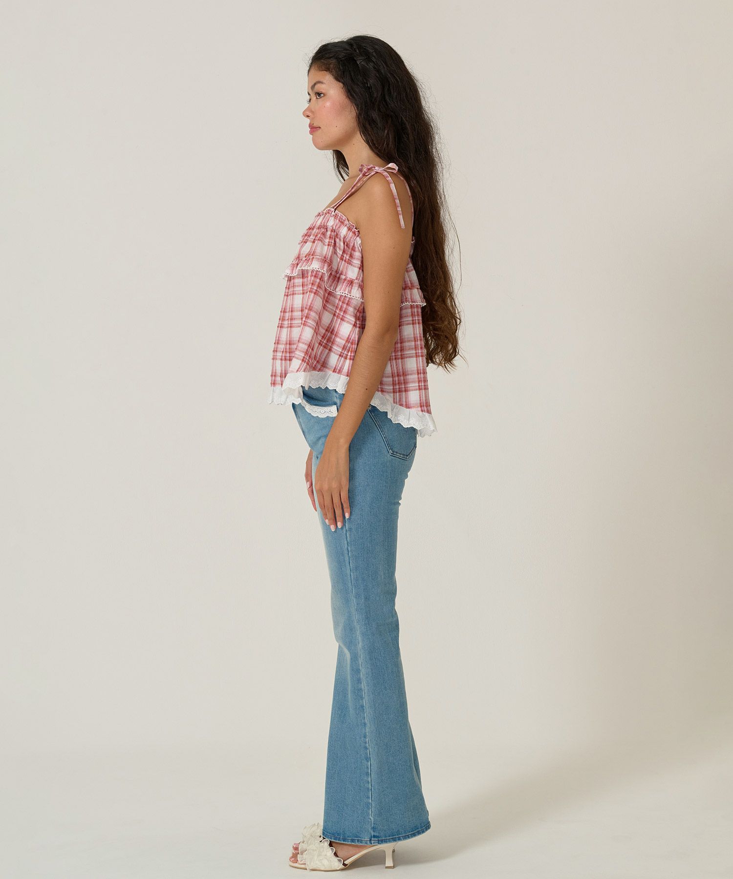 トップス/チュニック/キャミソール/チェック/レッ