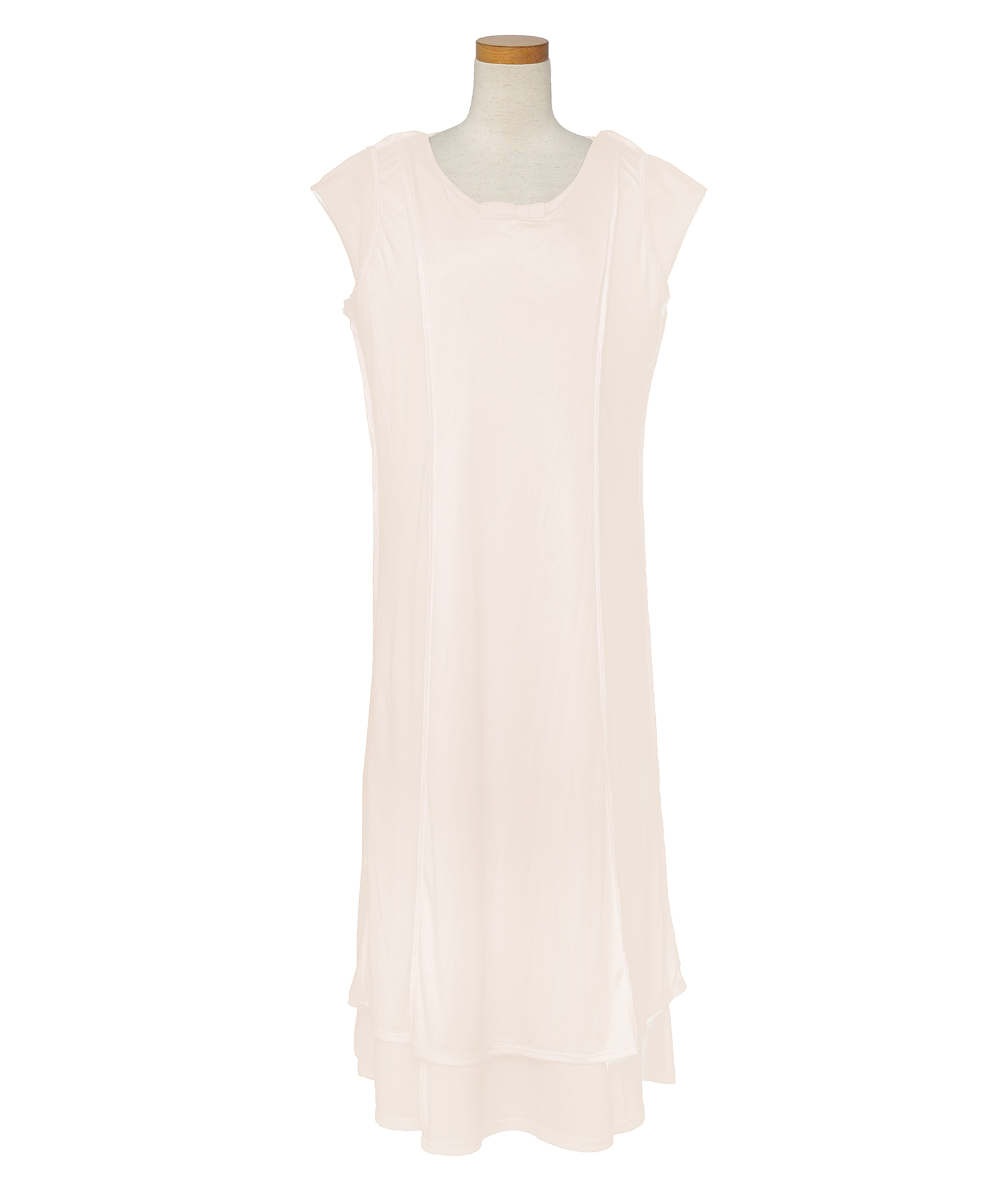 レディースワンピースロング丈リラックス伸縮ノースリーブオフショル風ツイストリボンエレガントフェミニン上品大人カジュアルアイボリーブラックブラウン