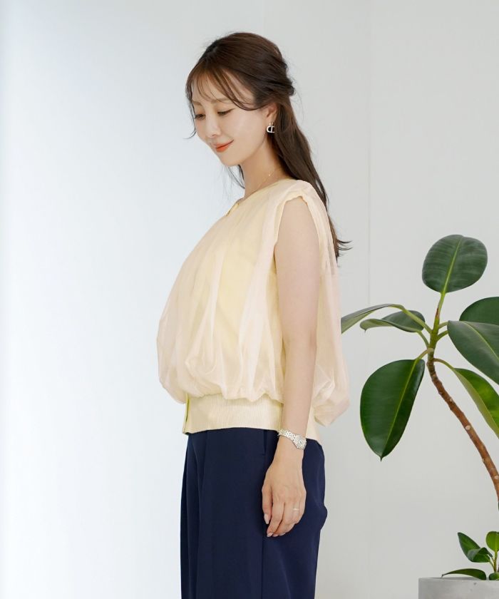 ニット セーター 2WAY チュール ニット トップス le reve vaniller レディース 2WAY チュール ニット トップス le reve vaniller 全2色｜lvn461