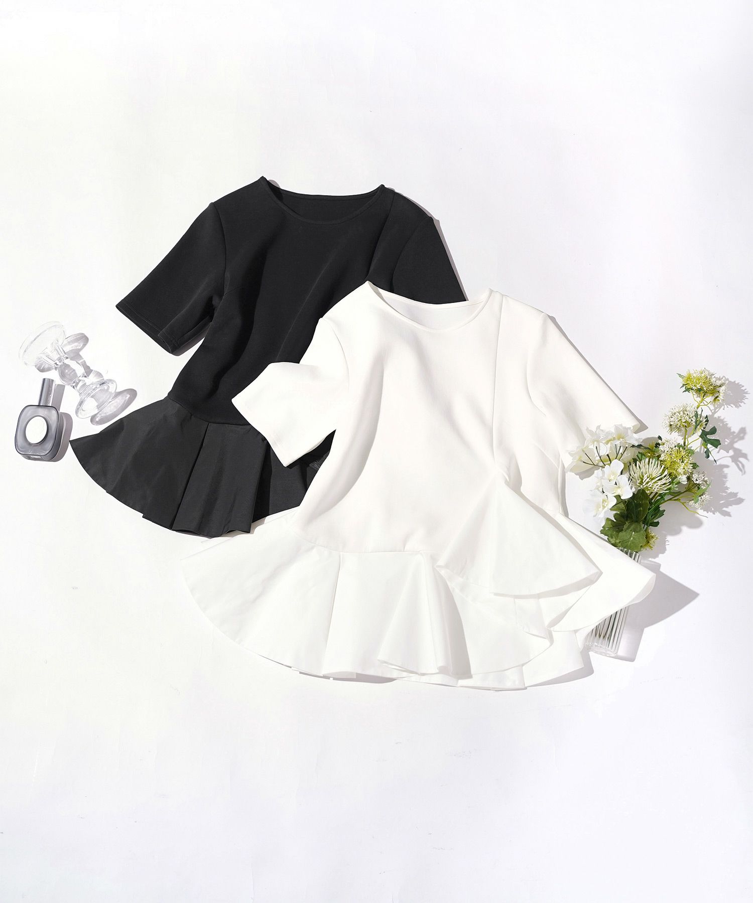 手洗い可かわいい上品きれいめ大人カジュアルオフィスシンプルイレヘム体型カバー異素材ジョイントスペース