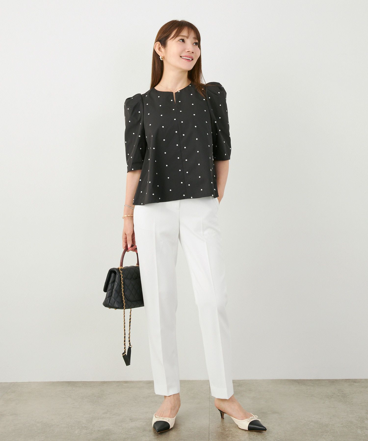 手洗い可上品きれいめ大人カジュアルシンプルオフィスフォーマルオケージョンウエストゴムジョイントスペース