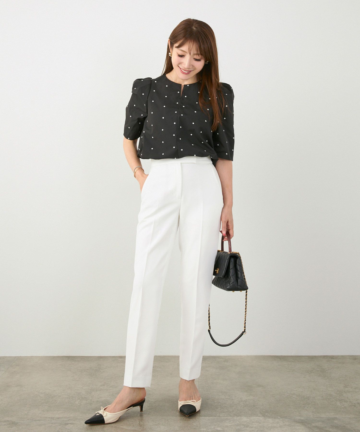 手洗い可上品きれいめ大人カジュアルシンプルオフィスフォーマルオケージョンウエストゴムジョイントスペース