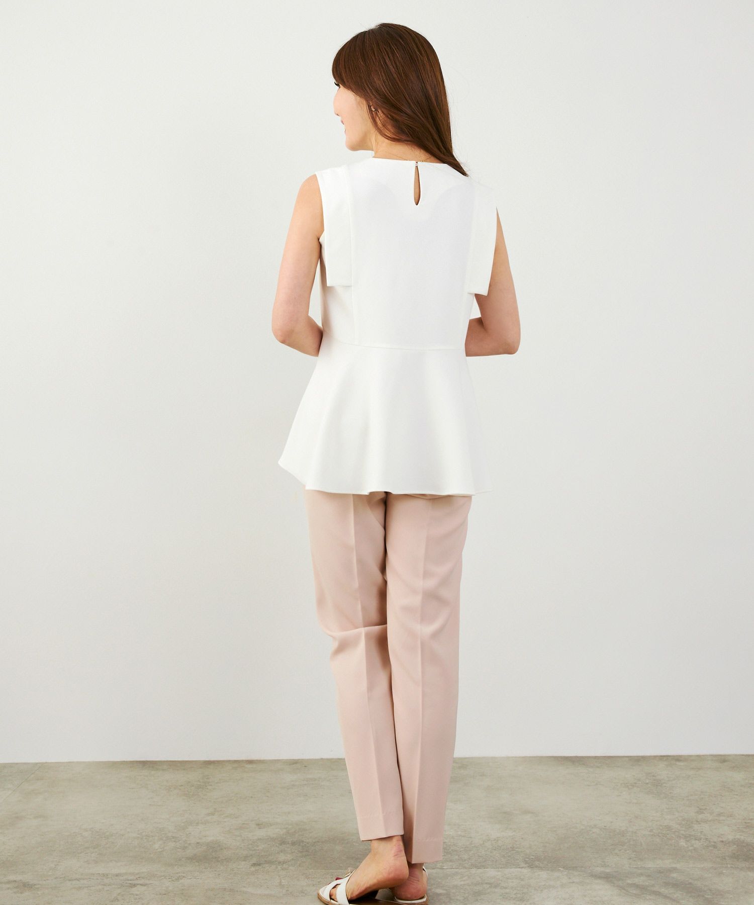 手洗い可上品きれいめ大人カジュアルシンプルオフィスフォーマルオケージョンウエストゴムジョイントスペース