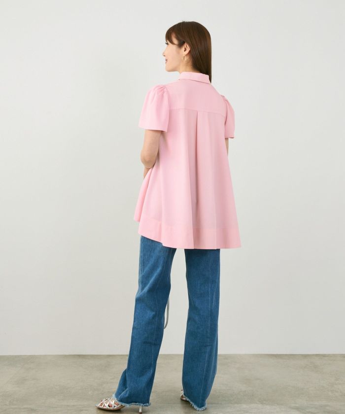 手洗い可かわいい上品きれいめ大人カジュアルオフィスシンプル襟付きイレヘム体型カバージョイントスペース