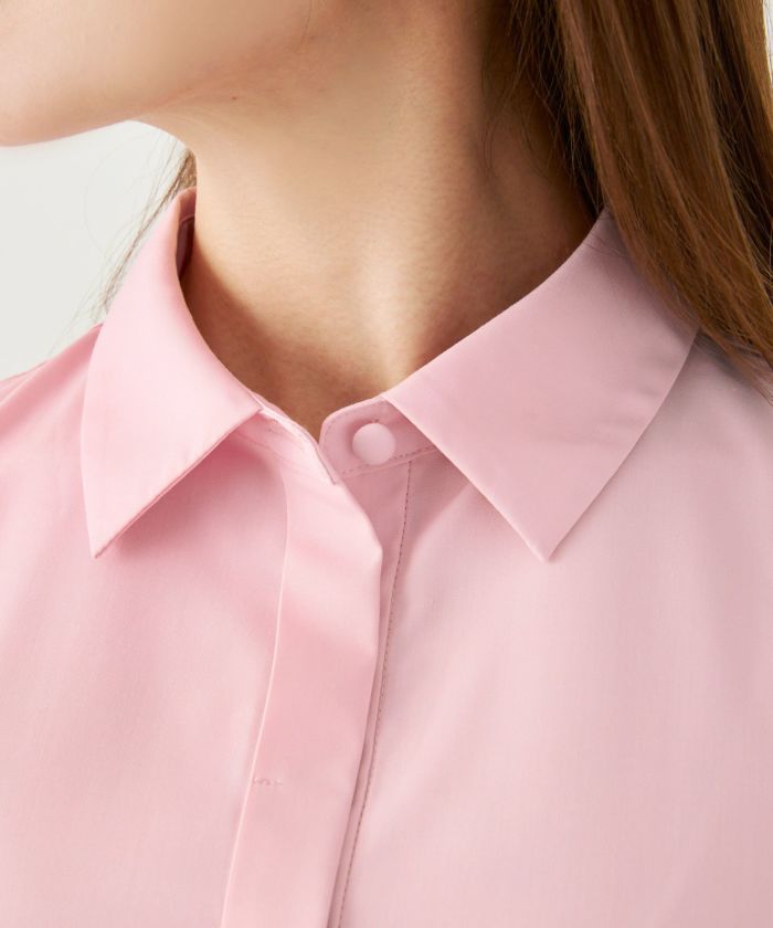 手洗い可かわいい上品きれいめ大人カジュアルオフィスシンプル襟付きイレヘム体型カバージョイントスペース