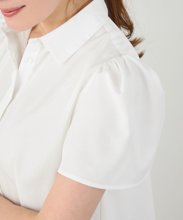 手洗い可かわいい上品きれいめ大人カジュアルオフィスシンプル襟付きイレヘム体型カバージョイントスペース