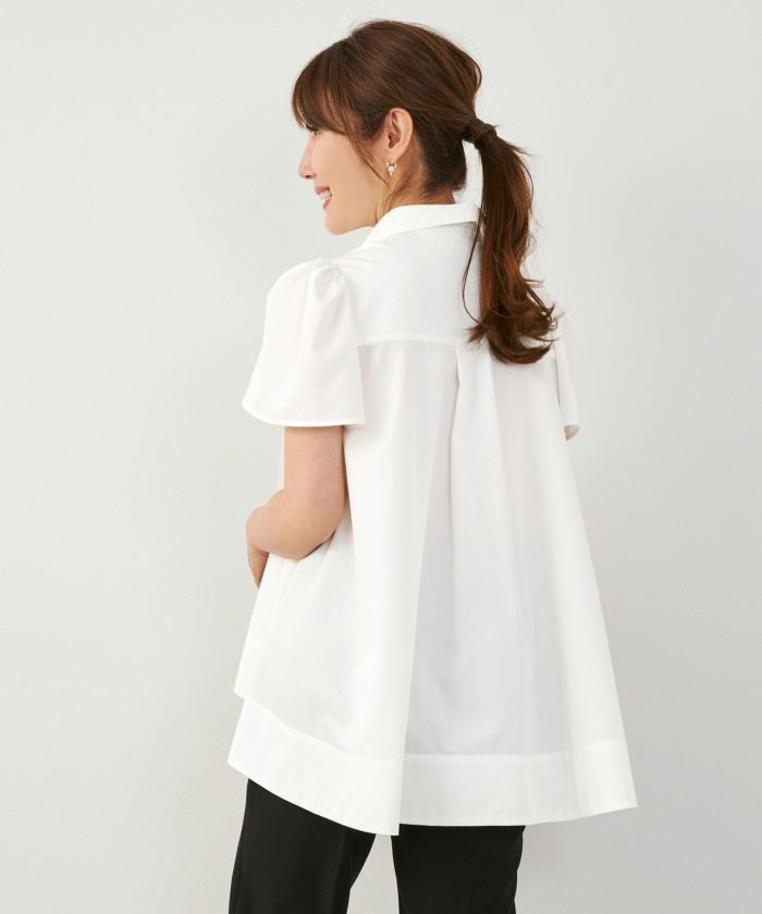 手洗い可かわいい上品きれいめ大人カジュアルオフィスシンプル襟付きイレヘム体型カバージョイントスペース