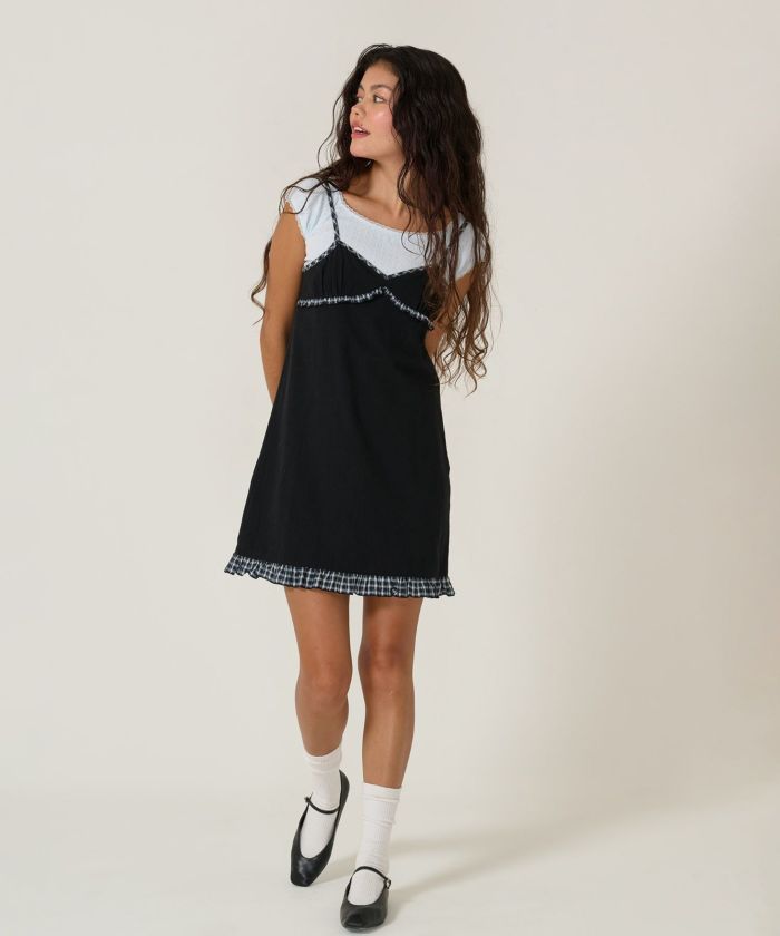 ハートネック キャミソール ミニワンピース TINA：JOJUN 全2色