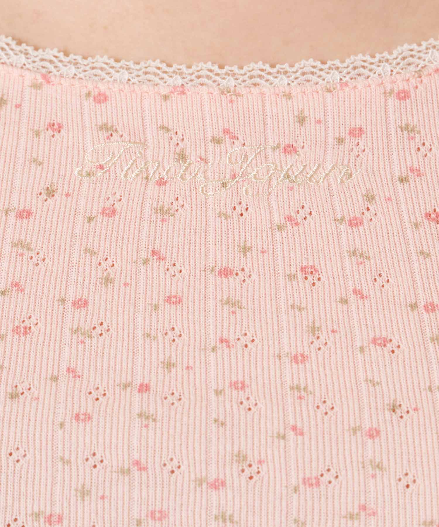 Tシャツ/レース/ボートネック/サックス