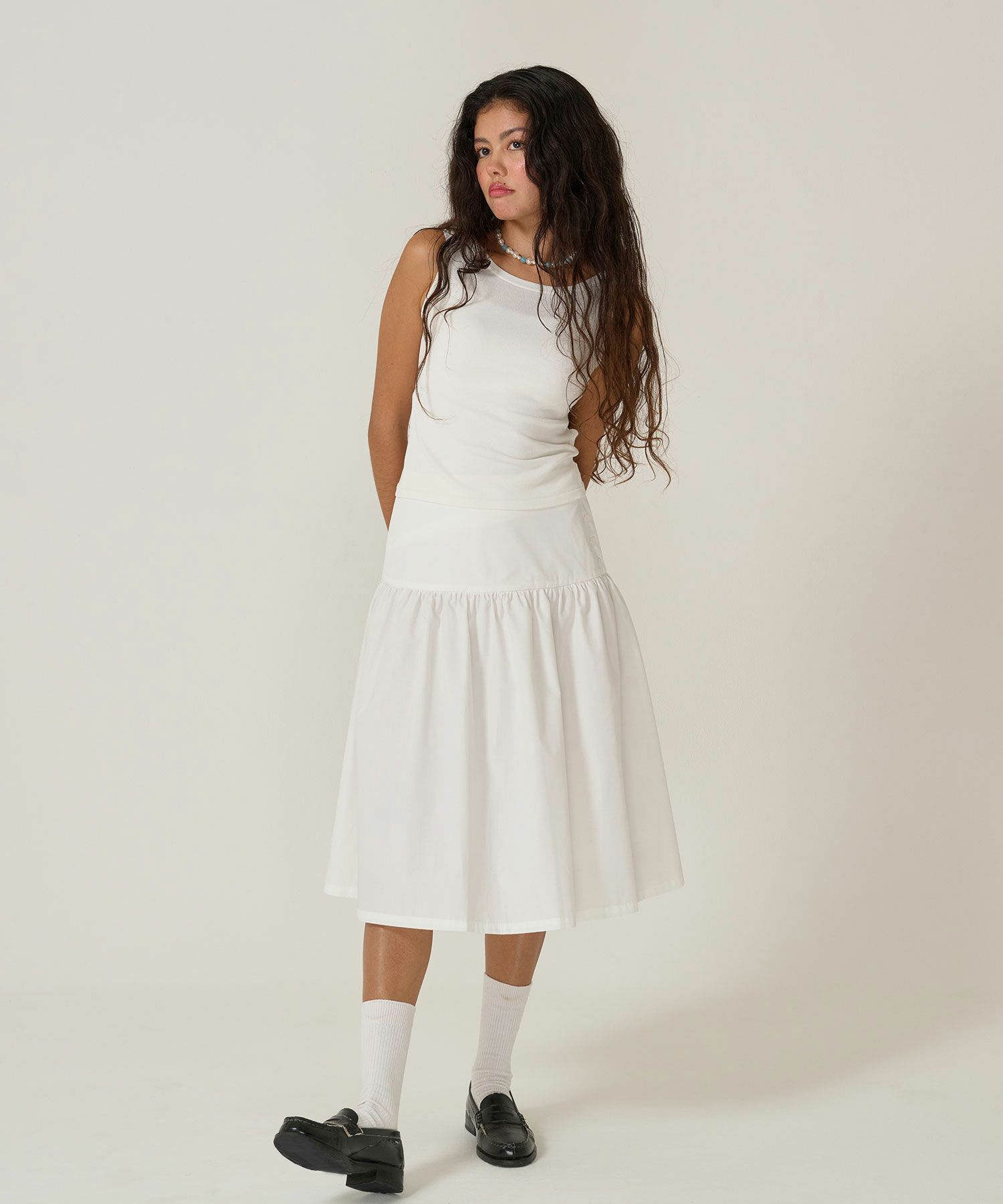 スカート/ボトムス/ミディ丈/ホワイト