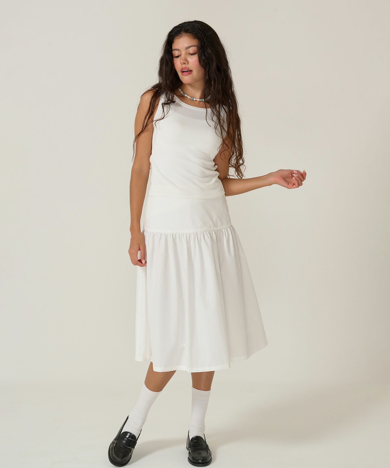 スカート/ボトムス/ミディ丈/ホワイト