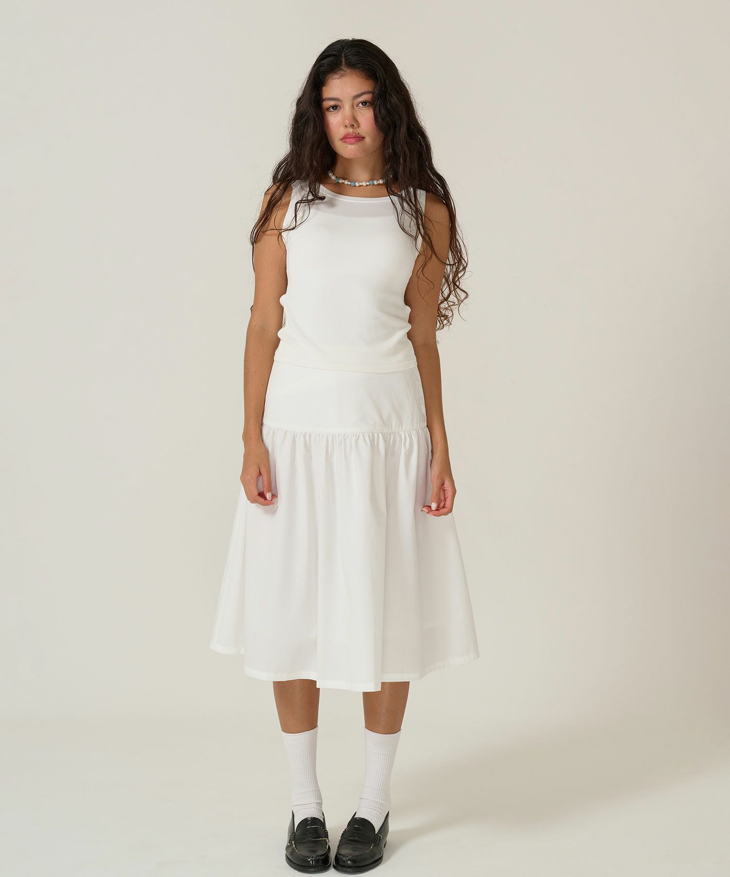 スカート/ボトムス/ミディ丈/ホワイト