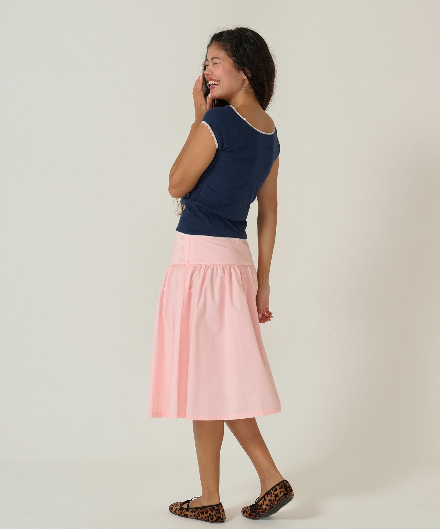 スカート/ボトムス/ミディ丈/ピンク