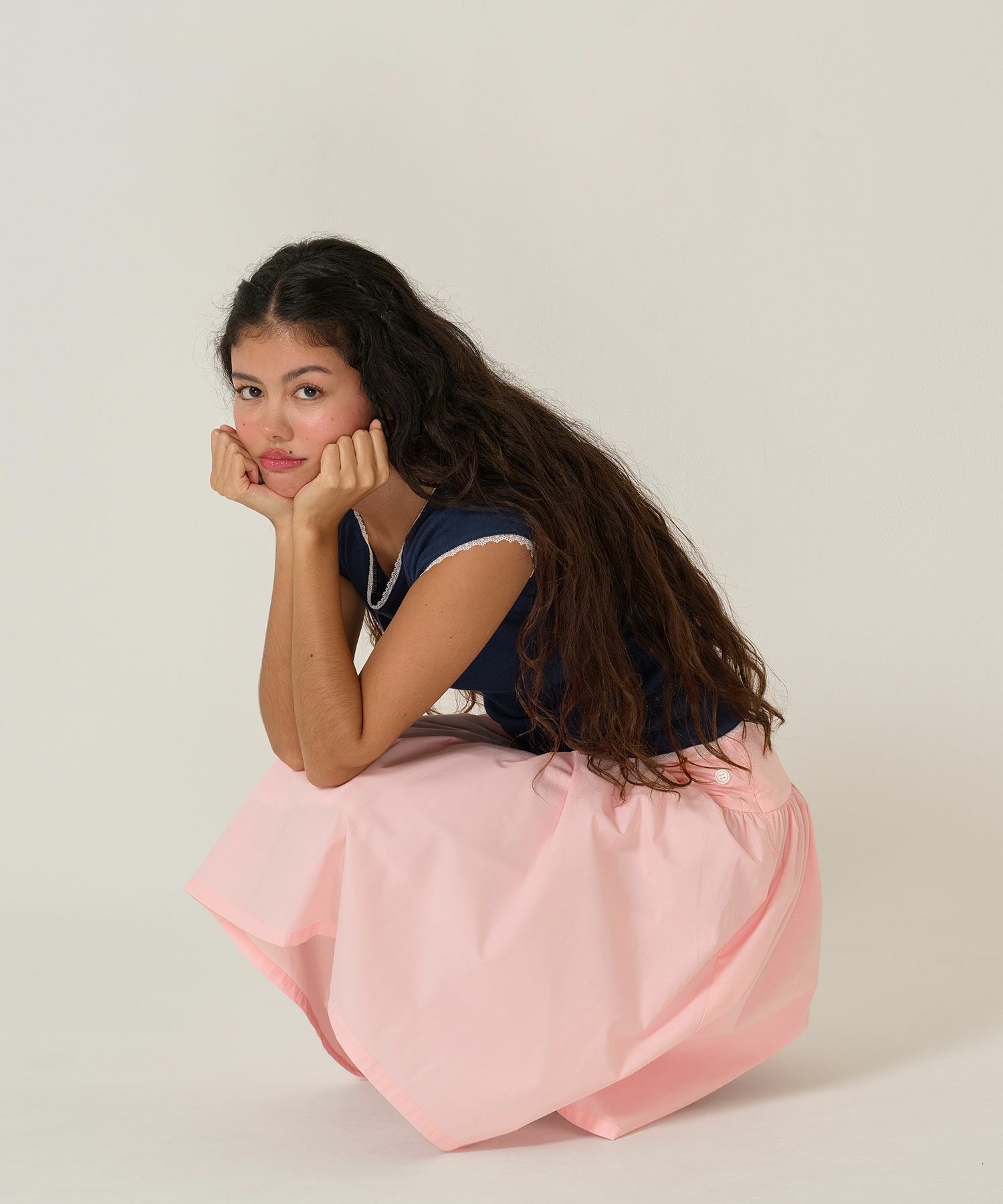 スカート/ボトムス/ミディ丈/ピンク