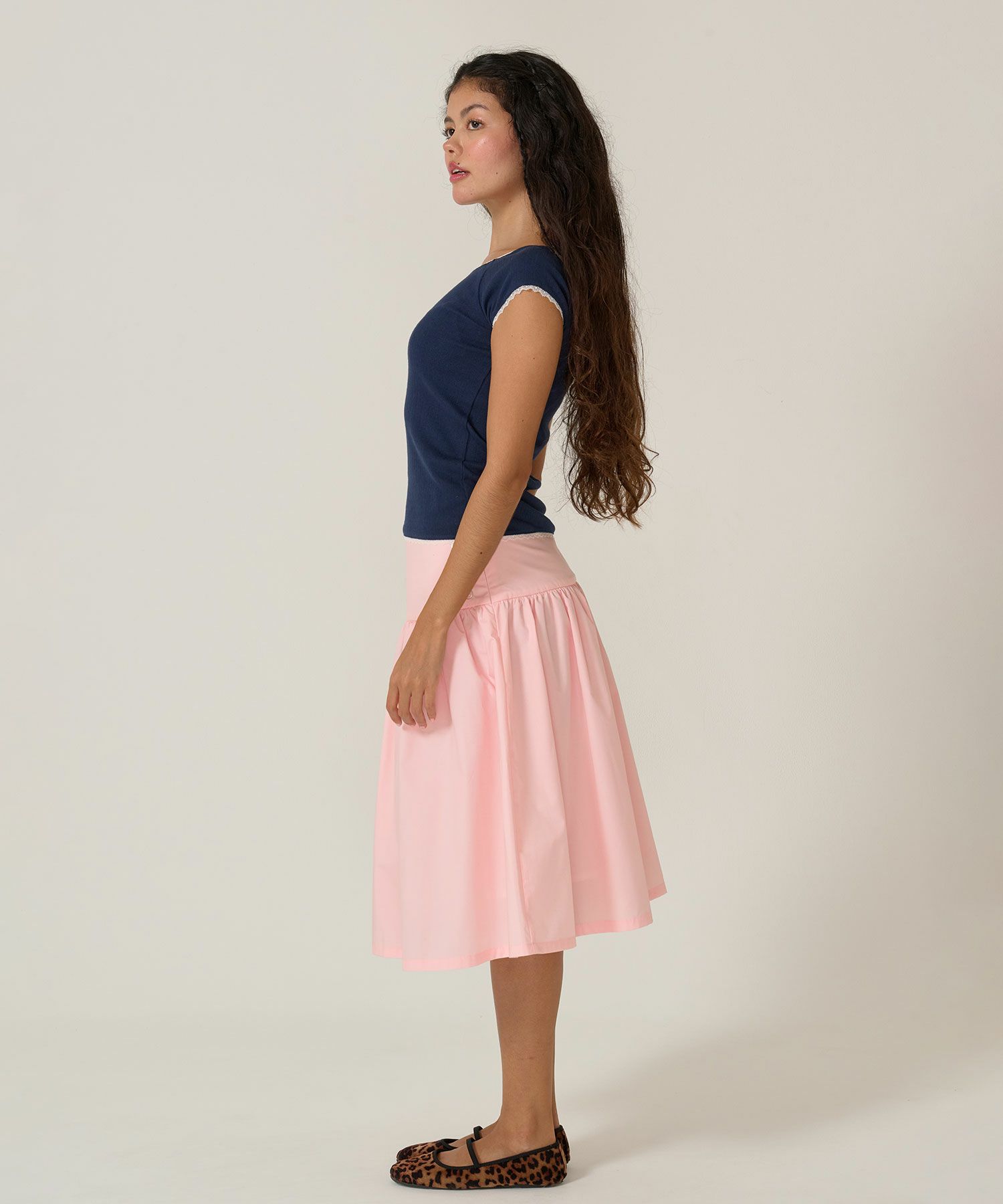 スカート/ボトムス/ミディ丈/ピンク