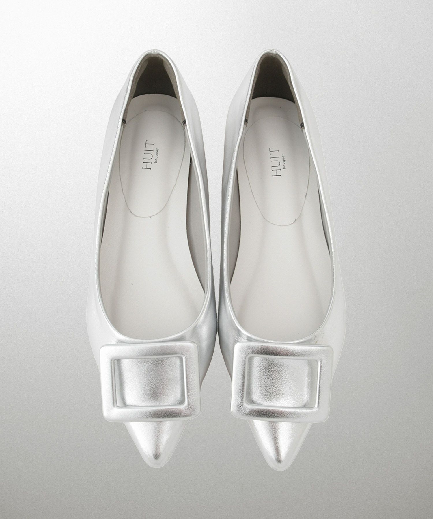 晴雨兼用 スクエア バックル シューズ シルバー ベージュ ブラック S M L LL