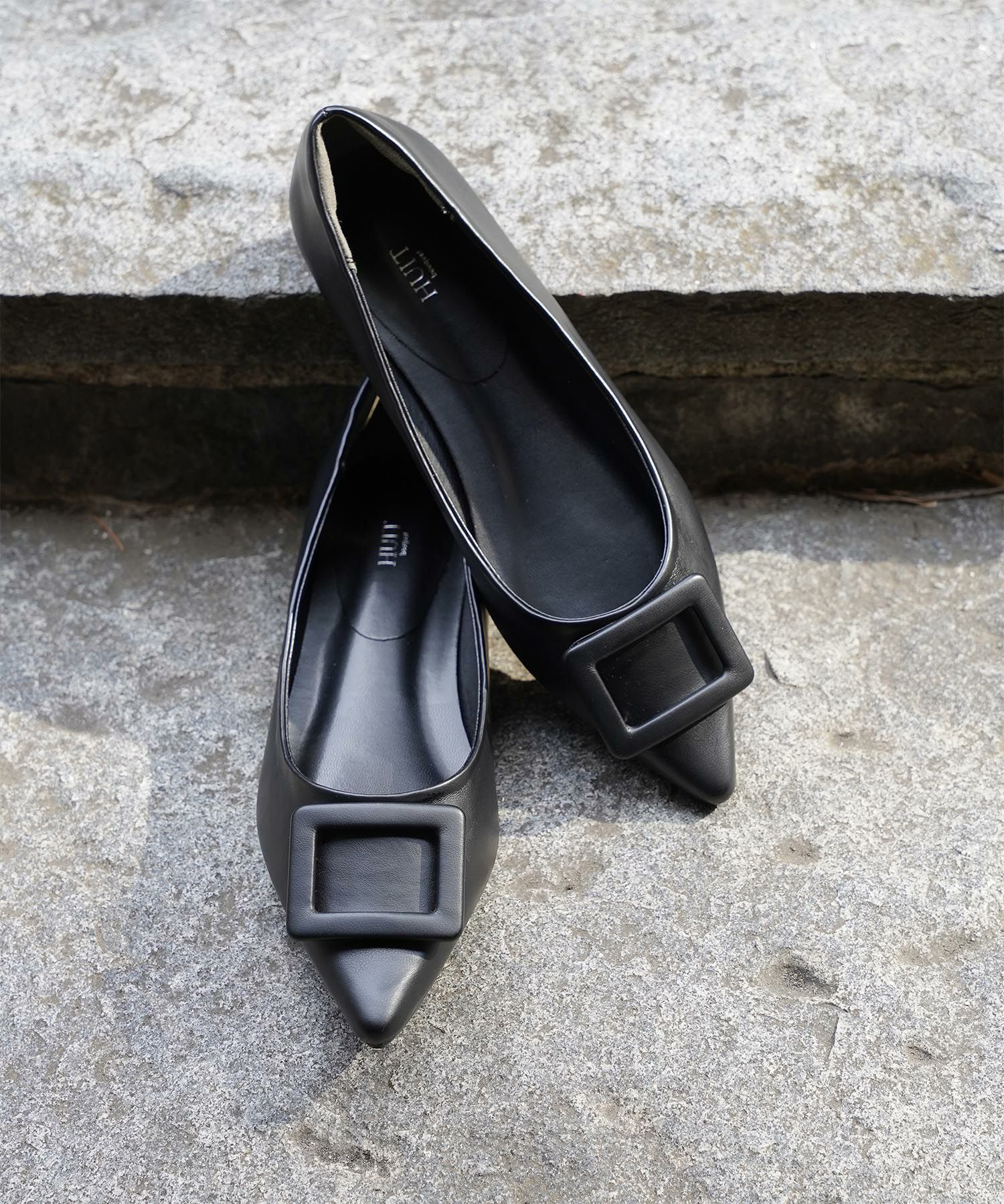 晴雨兼用 スクエア バックル シューズ シルバー ベージュ ブラック S M L LL