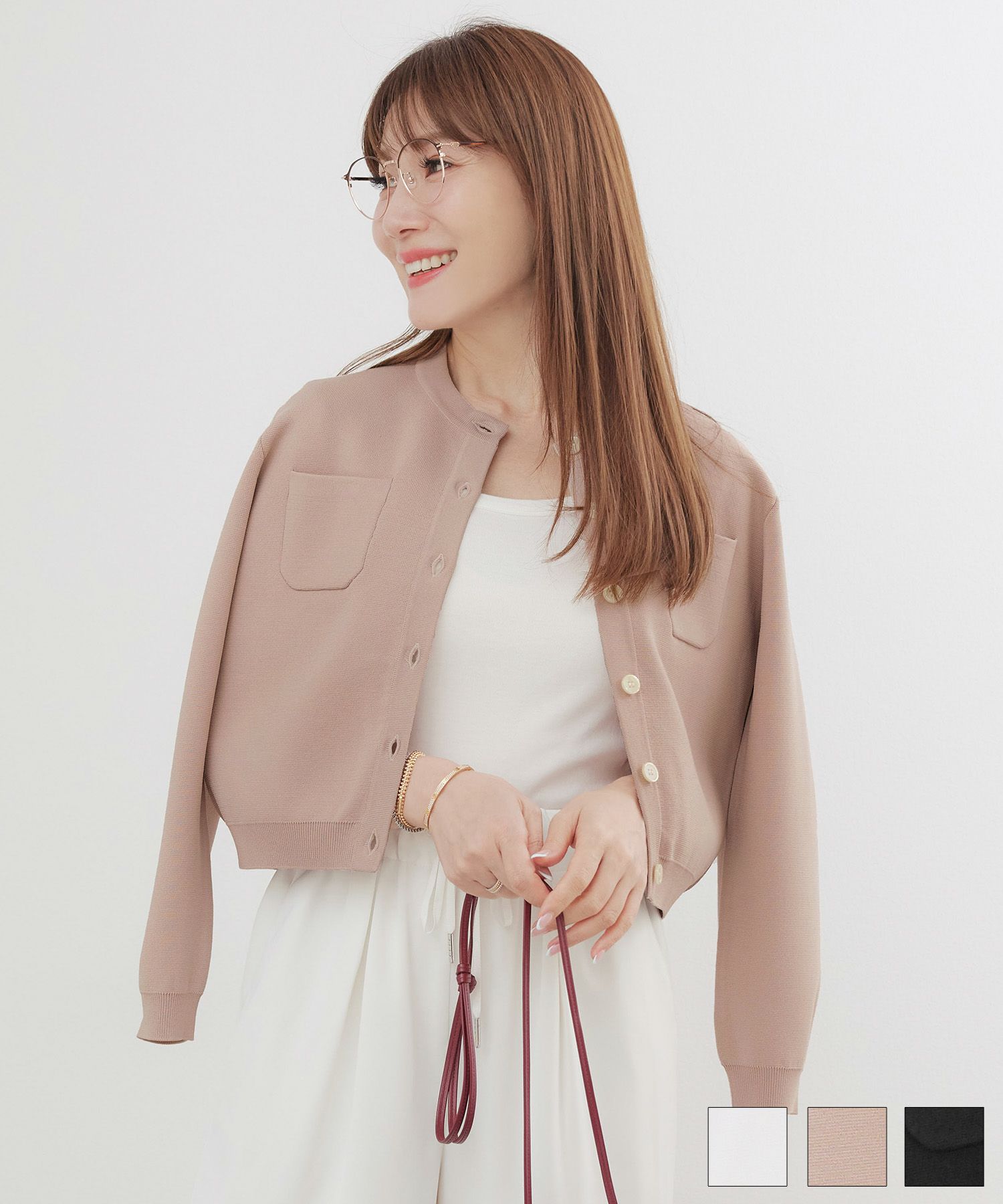 ミラノリブポケット付きニットカーディガンLiala×PG