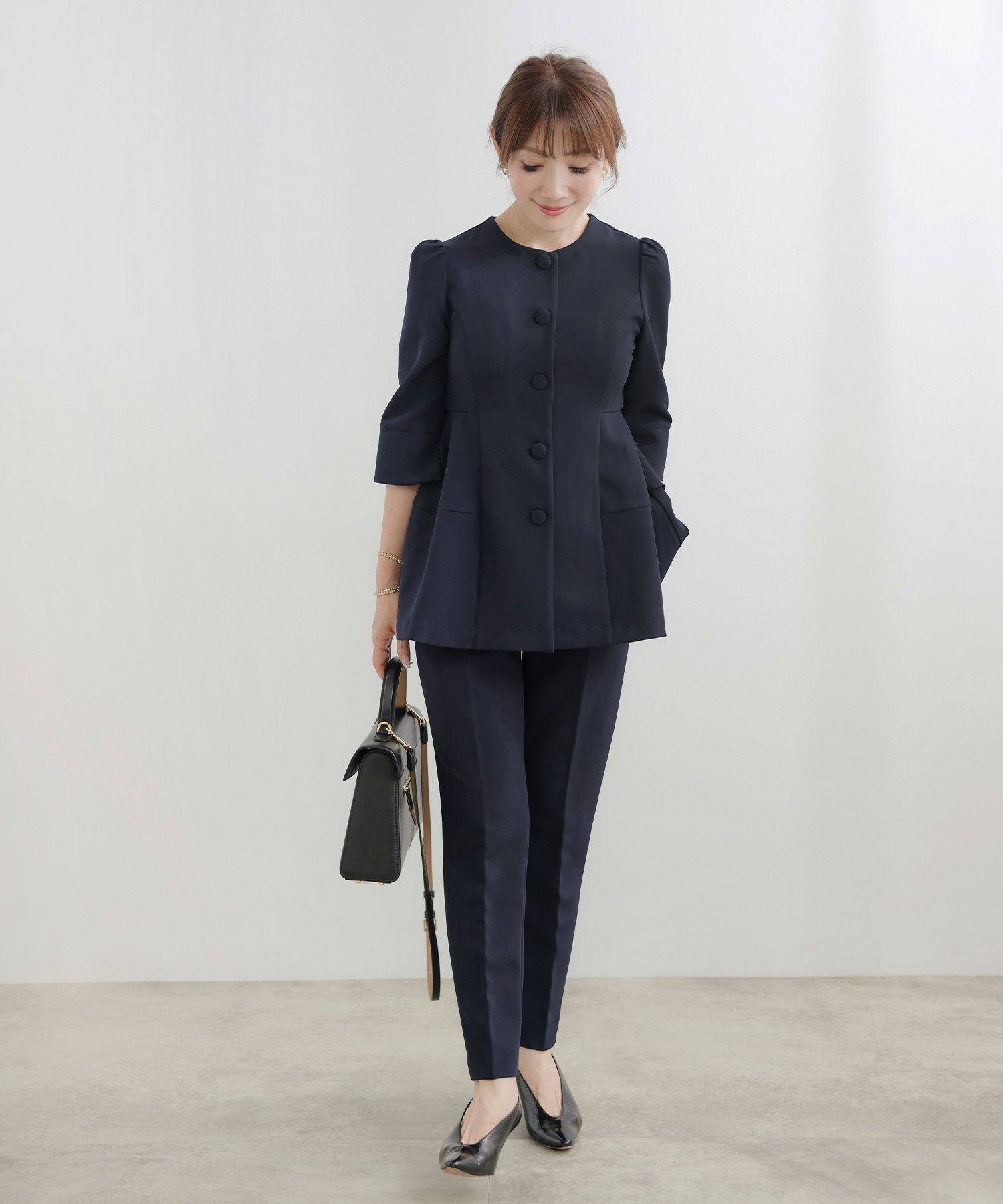 手洗い可セットアップ対応可かわいい上品きれいめ大人カジュアルオフィスフォーマルシンプル体型カバージョイントスペース