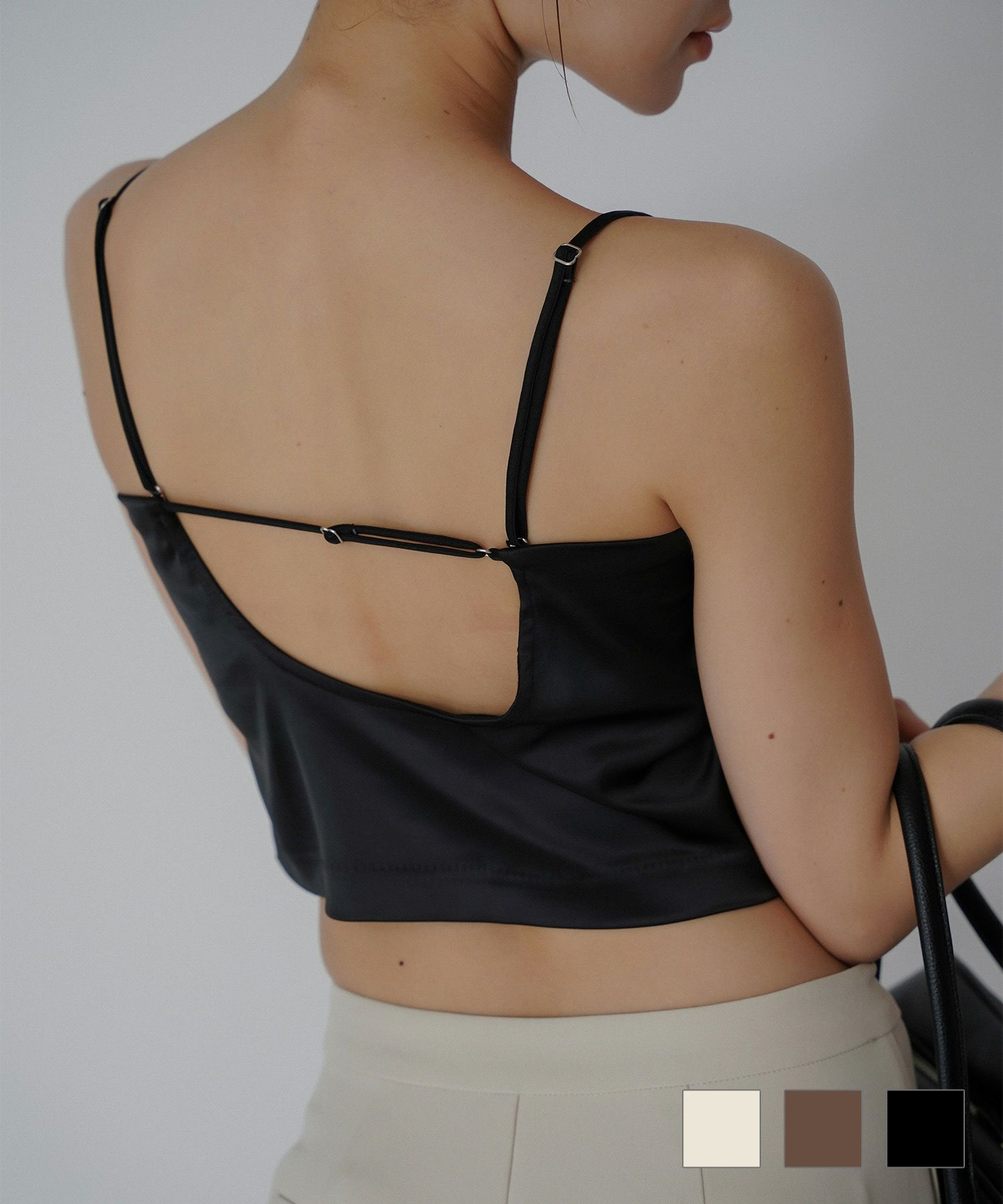 サテン クロップド カップ付き トップス KINO THE KEI