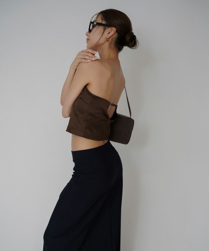 サテン クロップド カップ付き トップス KINO THE KEI 全3色｜ktk831