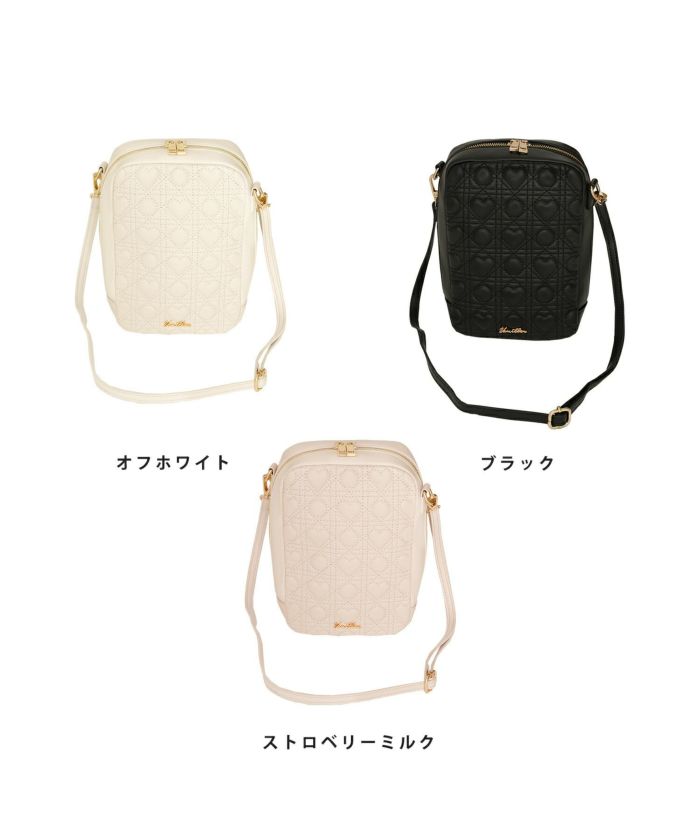 レディースバッグサブバッグポーチ縦長ペンラ入れ大容量ライブ遠征小物入れかわいいハートキルティングフェミニンエレガントキュート