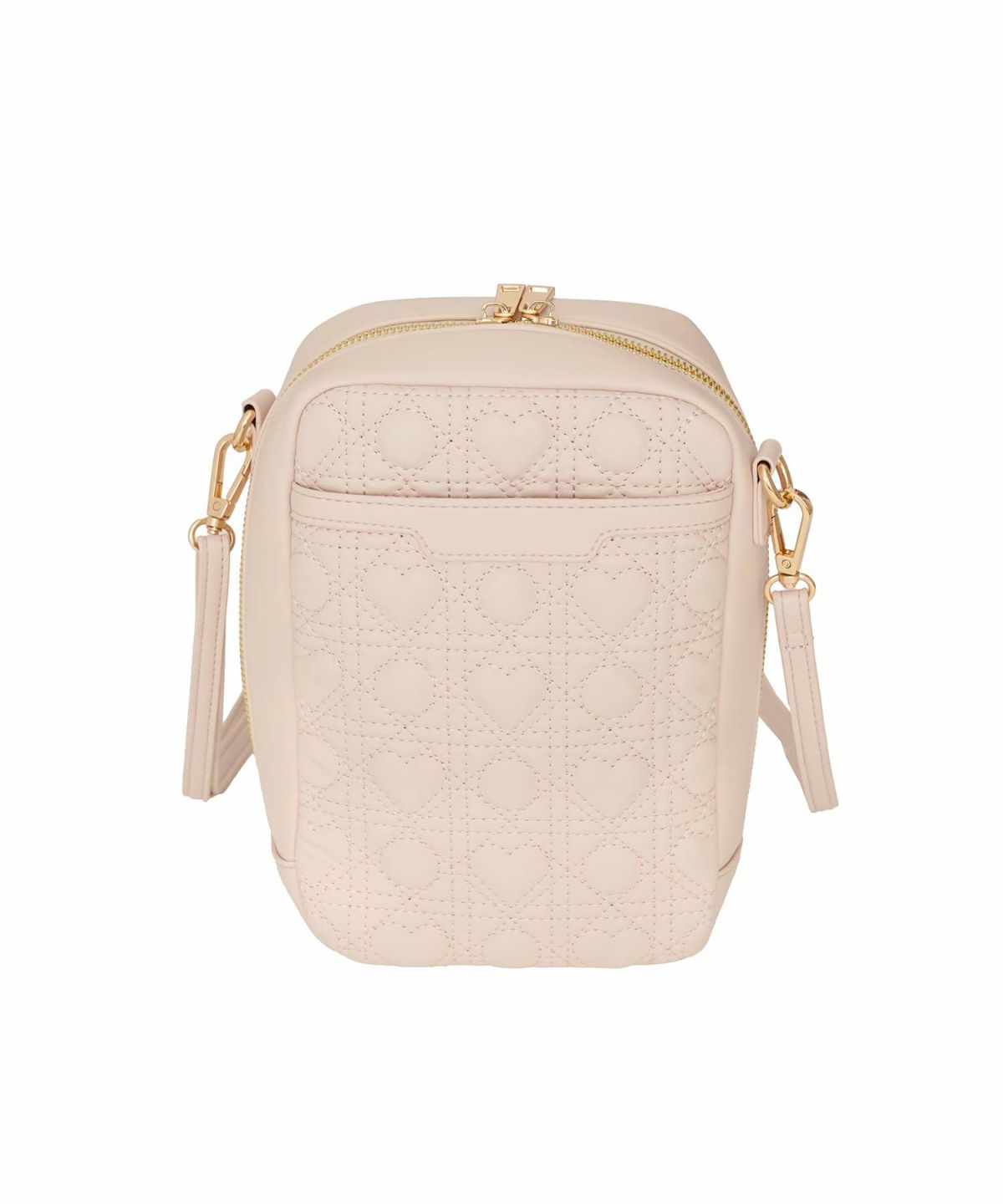 レディースバッグサブバッグポーチ縦長ペンラ入れ大容量ライブ遠征小物入れかわいいハートキルティングフェミニンエレガントキュート