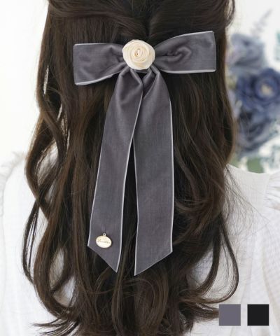 ラパフェ 3連リボン バレッタ ラパフェ La Pafait♡ローズブラックリボンバレッタ♡地雷系量産