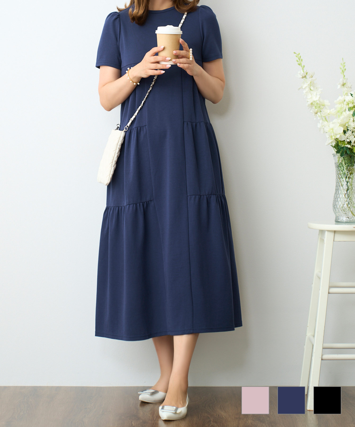 クールタッチティアードリラックスワンピースPrimaScherrer全3色｜psc331-0955【1】