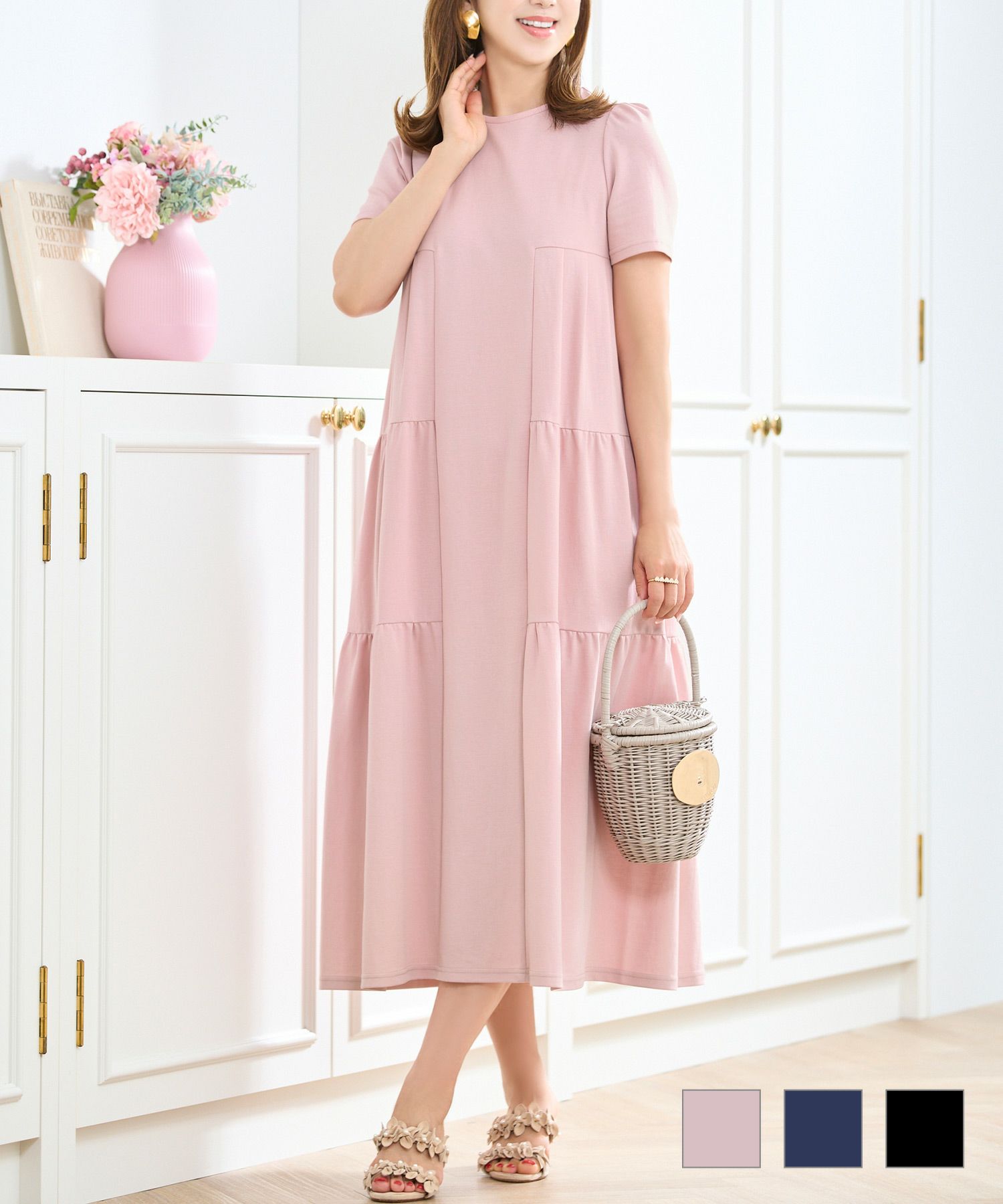 クールタッチティアードリラックスワンピースPrimaScherrer全3色｜psc331-0955【1】